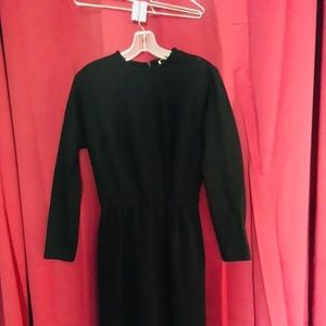 Long sleeve 100 percent wool black dress